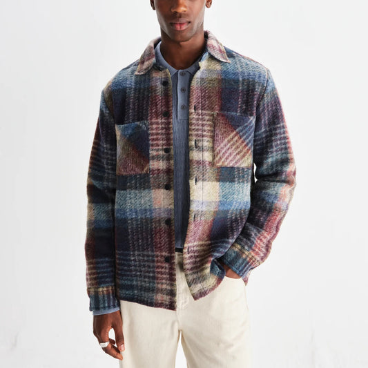 Whiting Overshirt, Wool Blend Check - Blue Multi