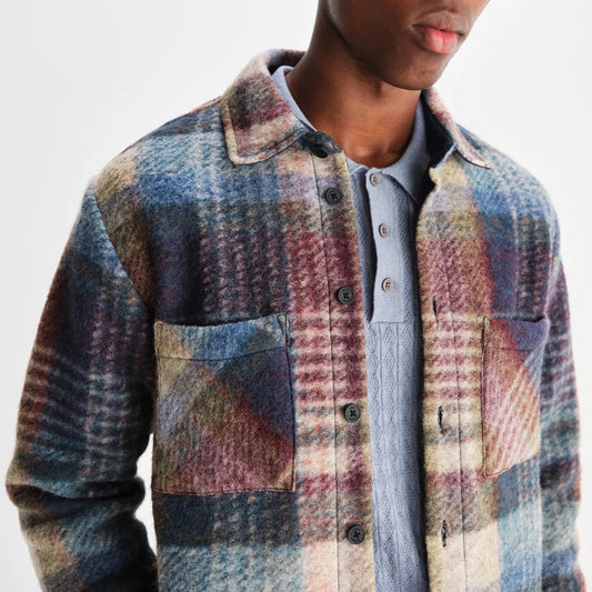 Whiting Overshirt, Wool Blend Check - Blue Multi