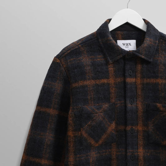 Whiting Overshirt, Drawn Check - Teal / Orange
