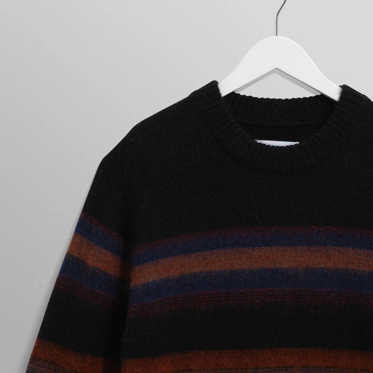 Wilde Crew Brush Stripe Wool Crewneck - Black / Dark Multi
