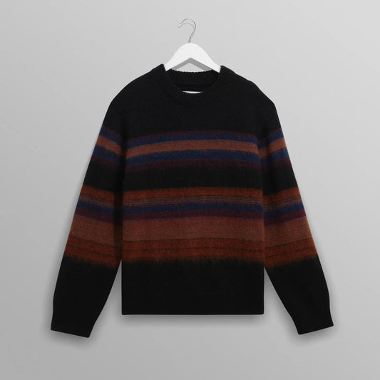 Wilde Crew Brush Stripe Wool Crewneck - Black / Dark Multi