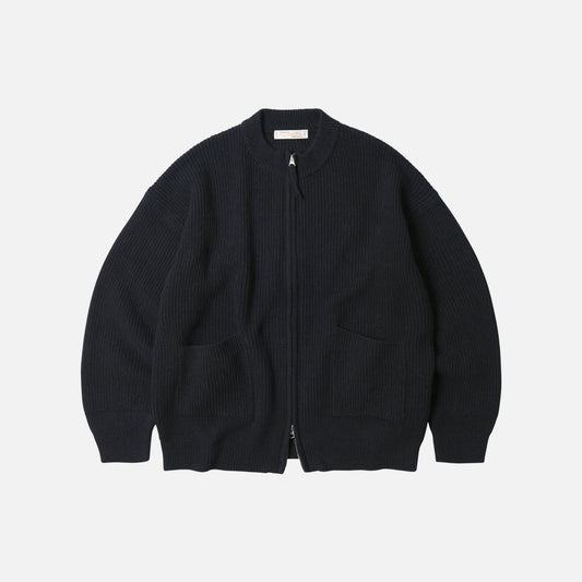Wool Deck Zipup Cardigan - Navy